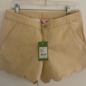 Lilly Pulitzer Scallop Buttercup Tan Gold Shorts